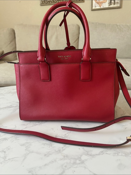 kate spade Handbags - kate spade red leather satchel with detachable strap